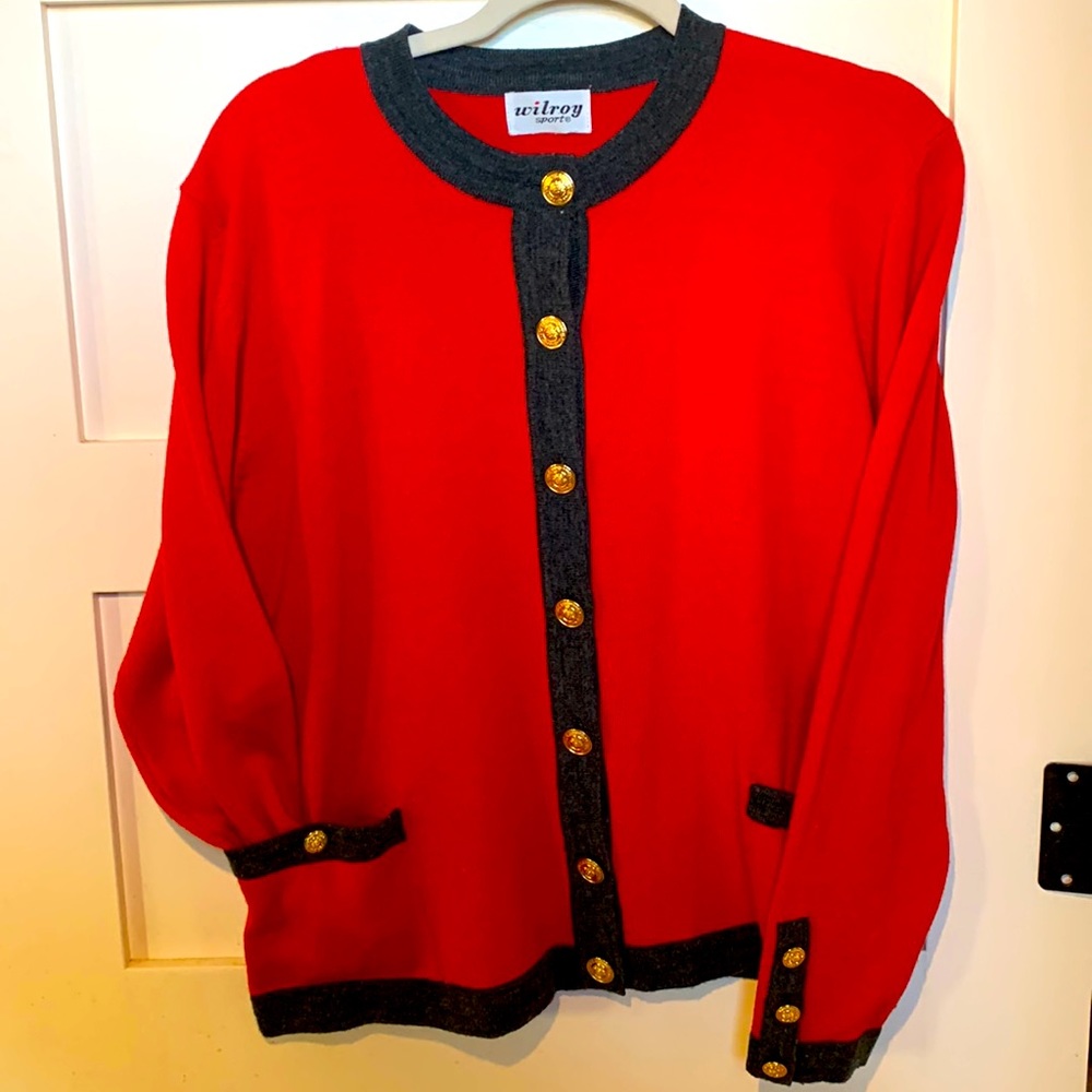 Wilton Sport Red and grey trim vintage sweater